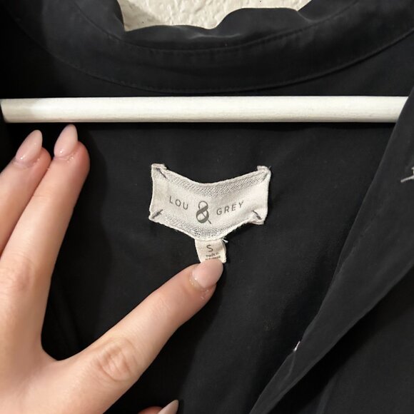 Lou & Grey LOFT Button-Down Black Shirt-Dress (Size S) - Picture 3 of 4